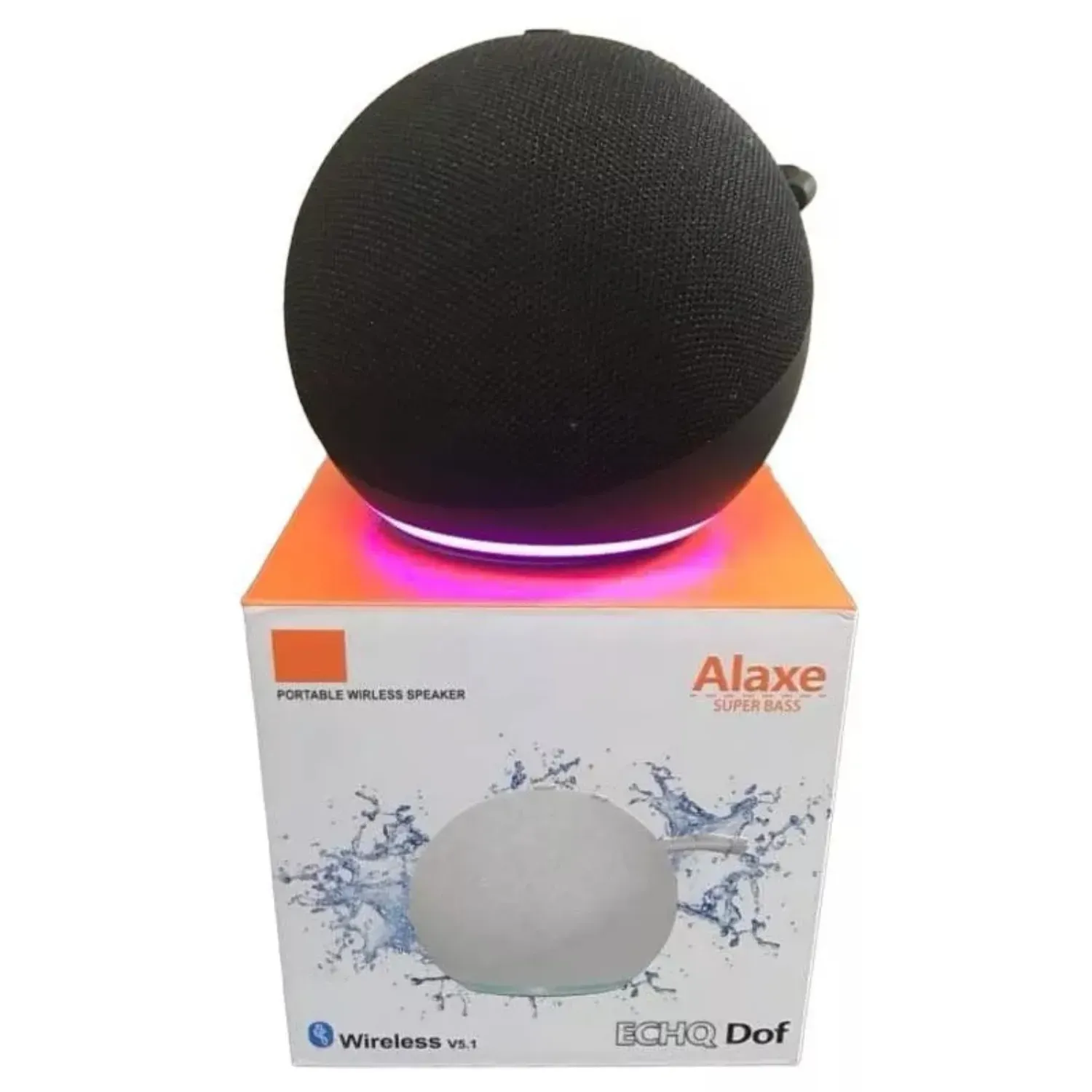 Parlante asistente Alaxe bluetooth con luces RGB y reloj miniatura 2